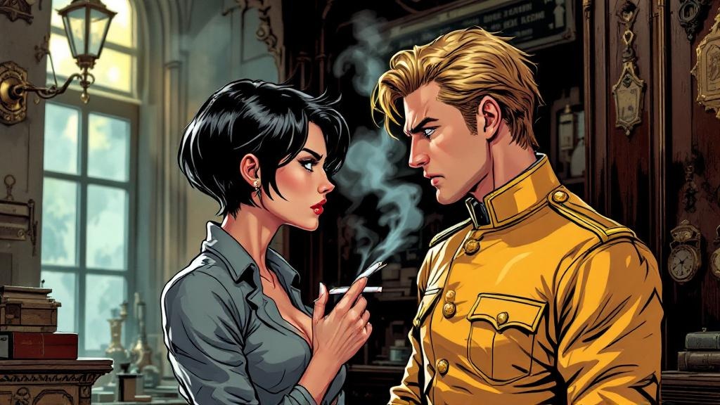 The charged romantic tension between Adora Belle and Moist von Lipwig