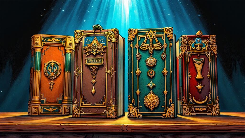 Four standalone Discworld books standing independently